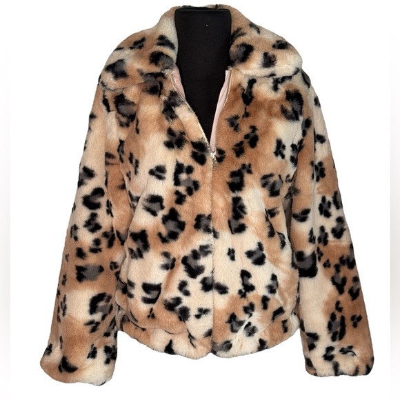 Catherine Malandrino Animal Print Faux Fur Jacket XS Fits Up To Small - Picture 1 of 9